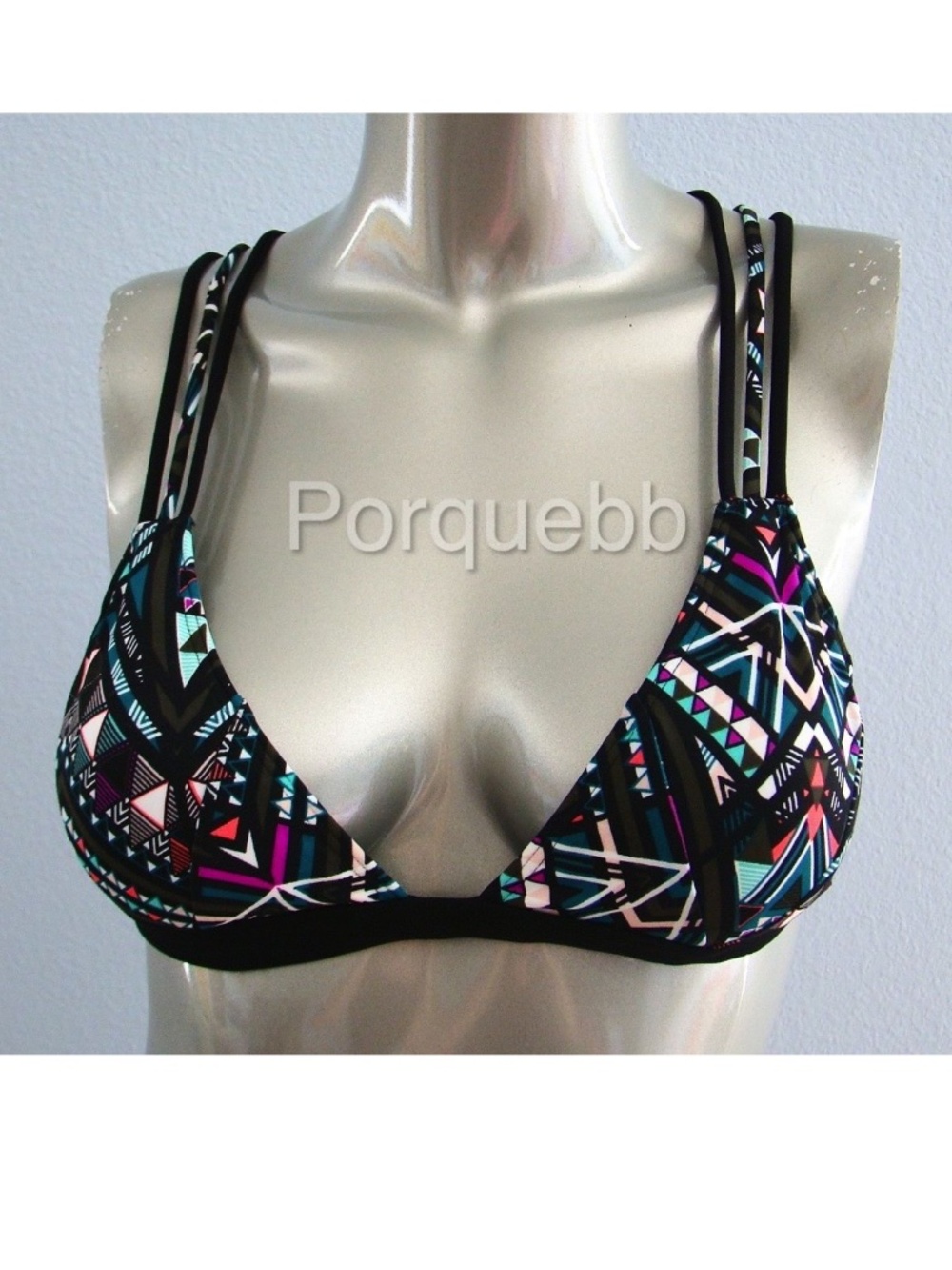 PINK Victoria's Secret Swim Bikini Top Criss Cross Strappy Triangle XS (AA-B)